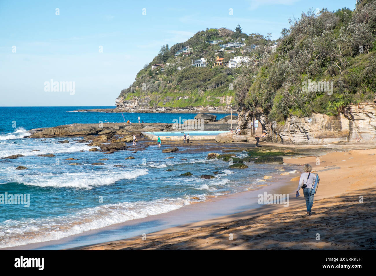 Whale Beach on Sydney's northern beaches peninsula,new south wales,australia on a sunny winters day Stock Photo