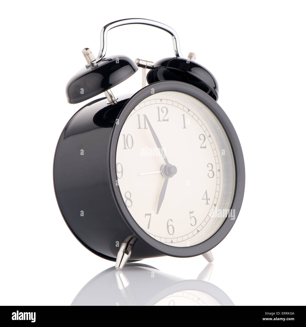 Old fashioned alarm clock on white background Stock Photo - Alamy