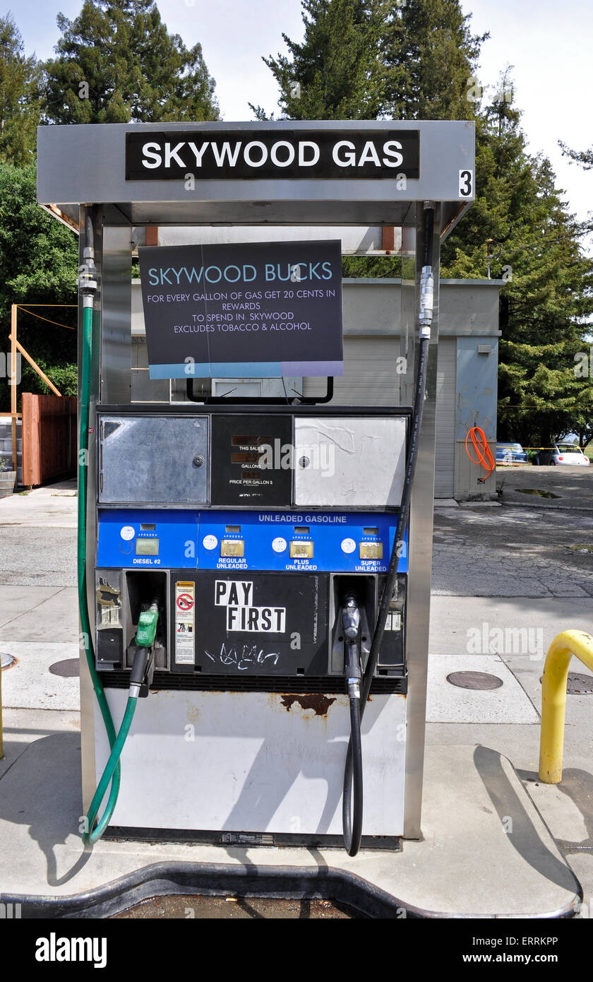 Gas pump, Skywood Trading Post, Woodside, California Stock Photo