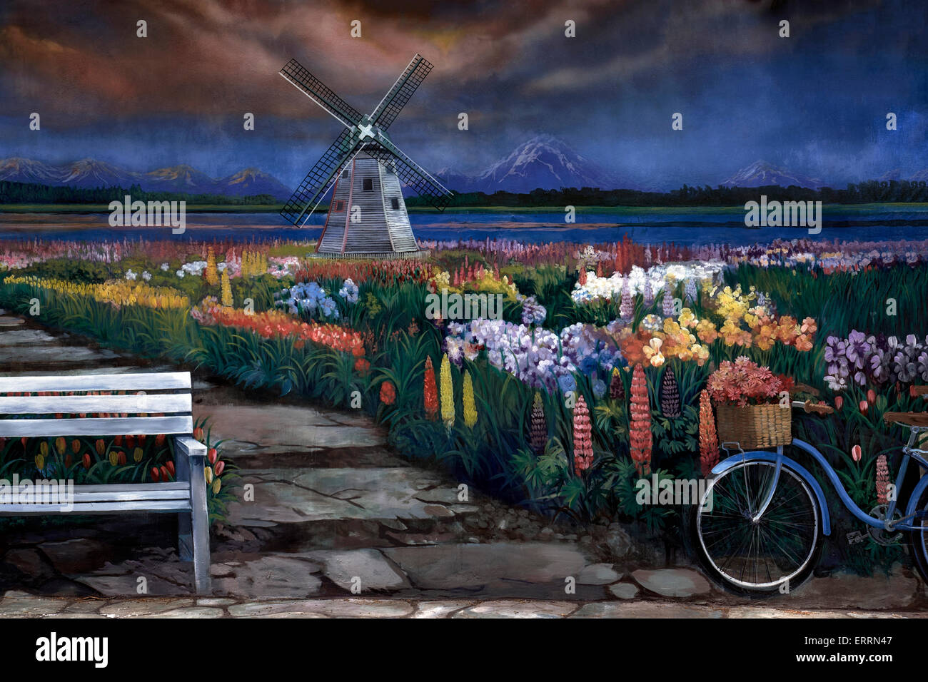 Fantasy Art of a traditional Dutch Landscape Stock Photo - Alamy