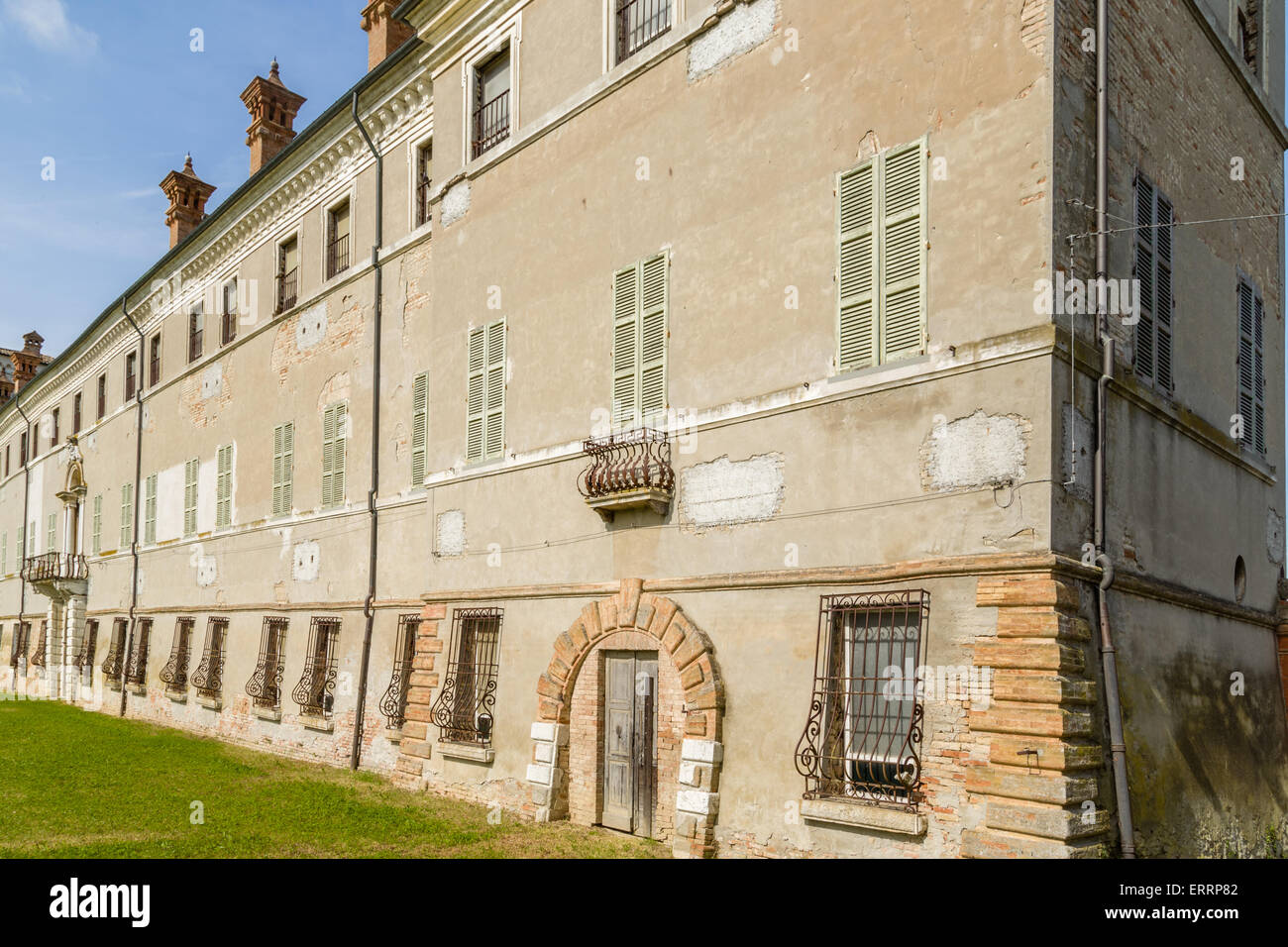 Historic feelings in the old architecture of an Italian XVI century ruined palace, Palazzo San Giacomo in Russi, village near Ravenna in Northern Italy: Stock Photo
