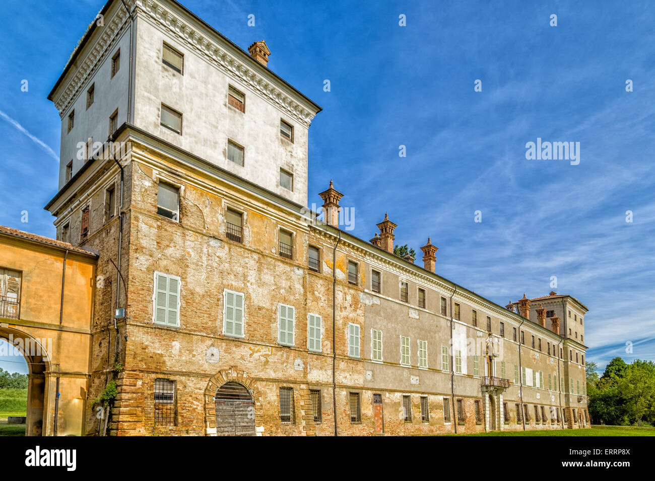 Historic feelings in the old architecture of an Italian XVI century ruined palace, Palazzo San Giacomo in Russi, village near Ravenna in Northern Italy: Stock Photo