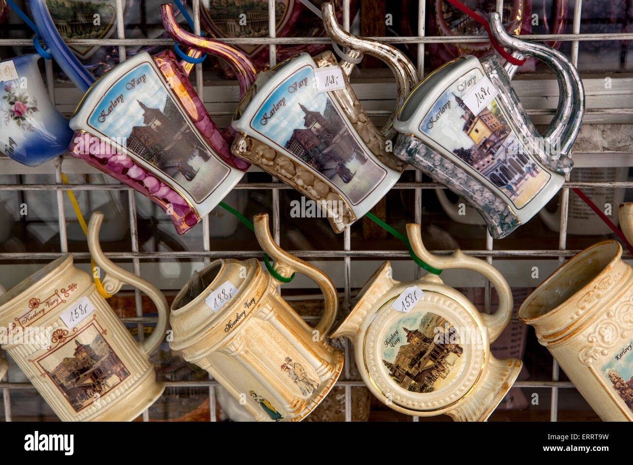 Karlovy Vary Czech Republic drinking cups Stock Photo