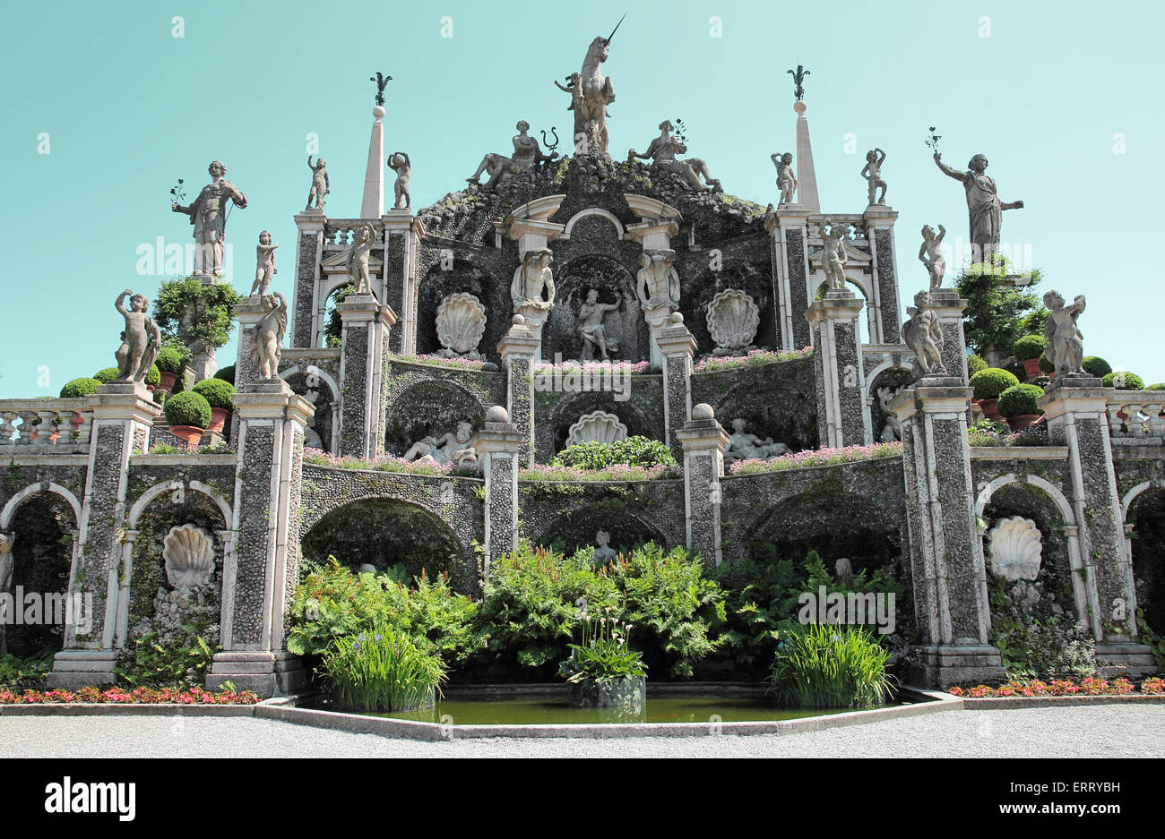 beautiful gardens of Isola Bella in Maggiore lake, Italy Stock Photo