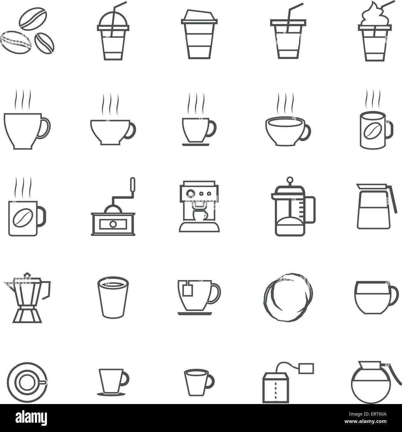 Coffee line icons on white background, stock vector Stock Vector Image ...