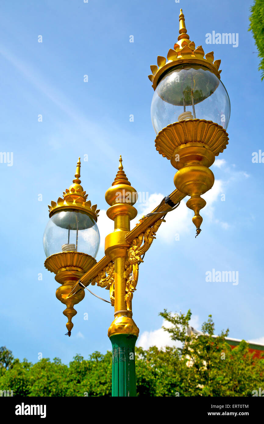 bangkok thailand street lamp in the sky palaces temple abstract sunny ...