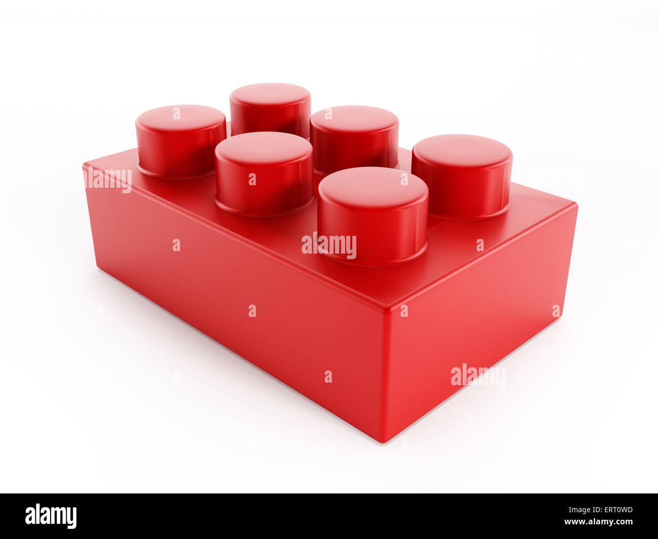 Red building block toy part isolated on white background Stock Photo