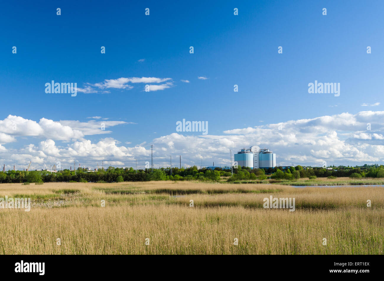 Sewage water treatment station building exterior and surrounding area Stock Photo