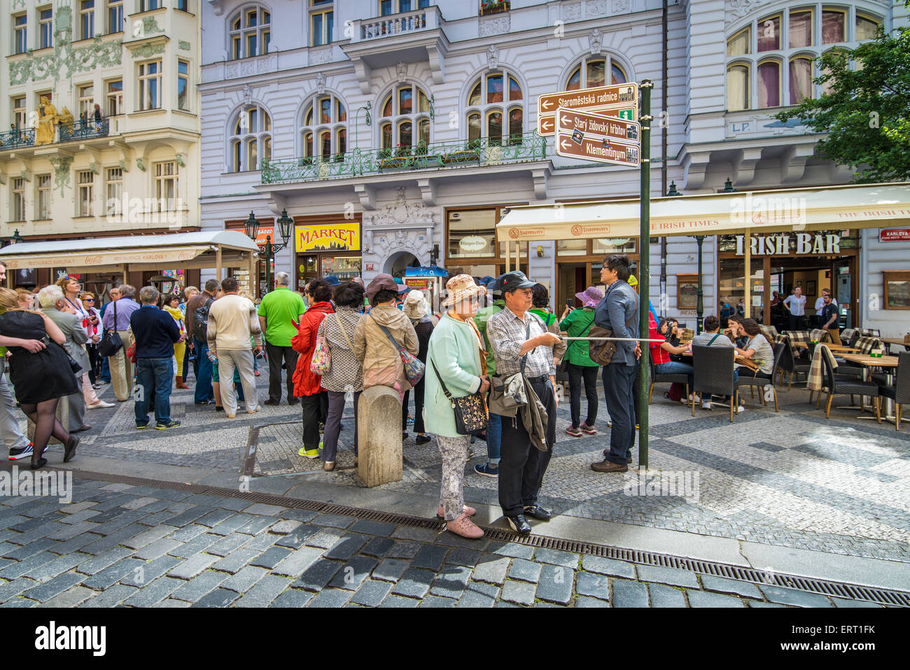 street scene of the Karlova street, Prague, Czech Republic, Europe Stock Photo