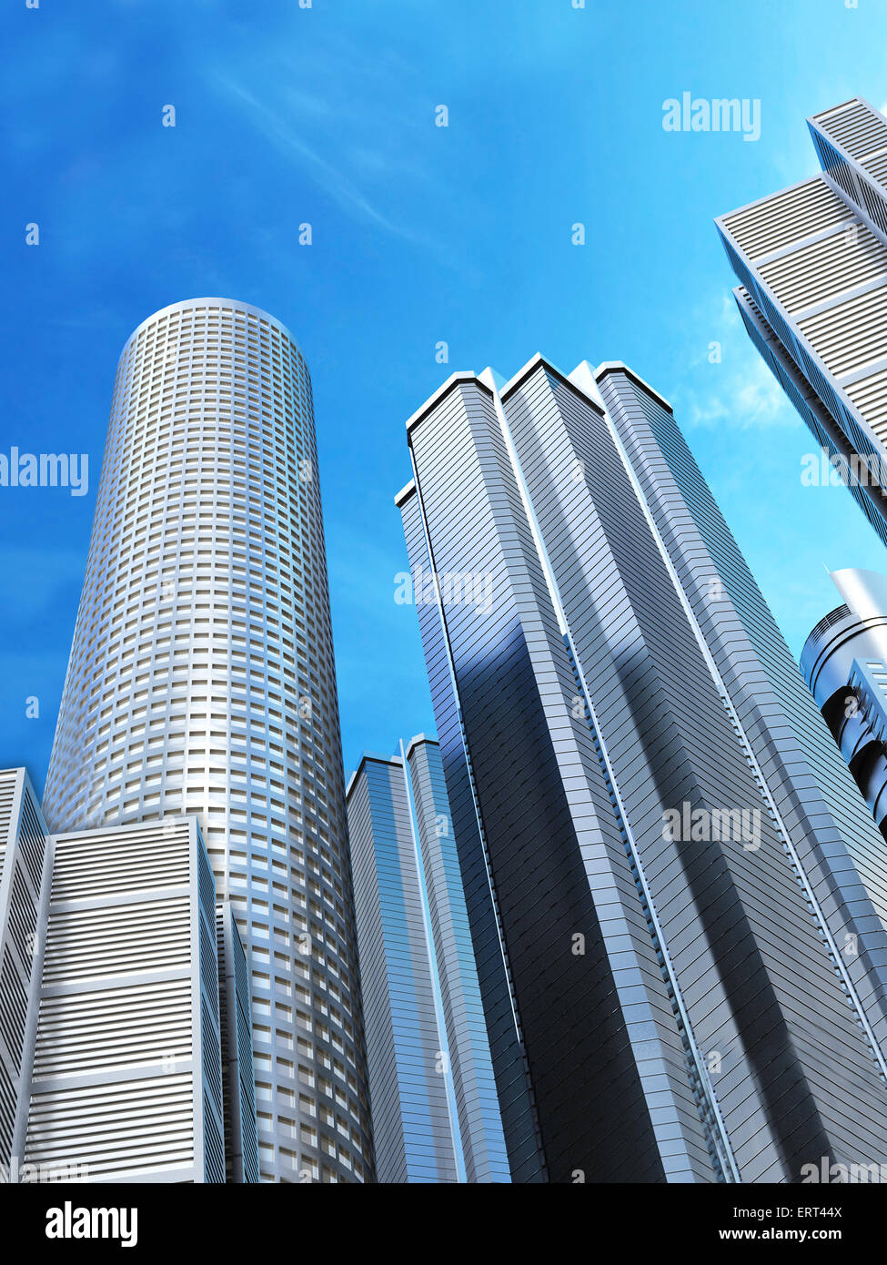 Skyscrapers on blue sky background Stock Photo - Alamy