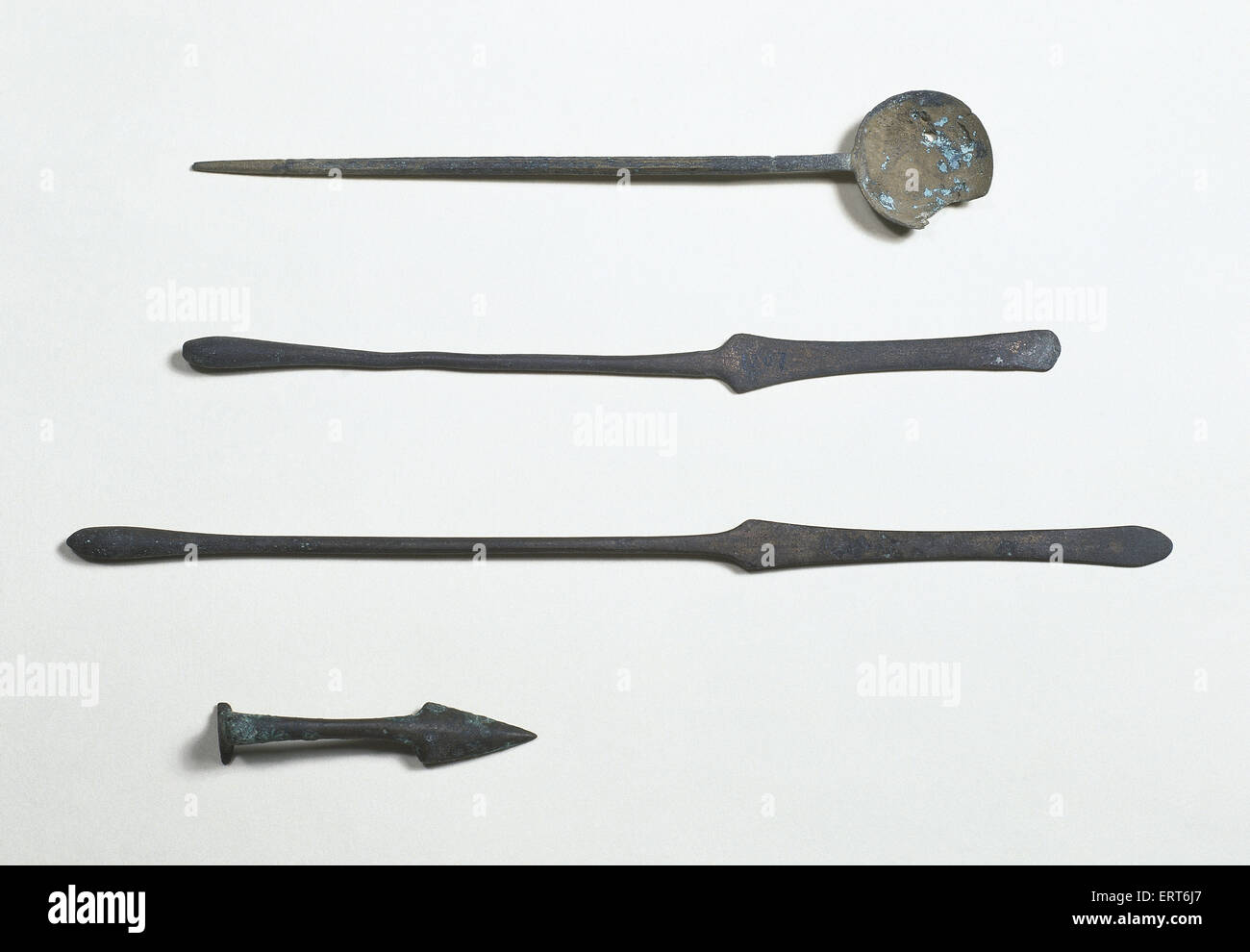 Roman period. Spain. Catalonia. Tools of Bronze. From Empuries city. Archaeological Museum of Girona. Stock Photo
