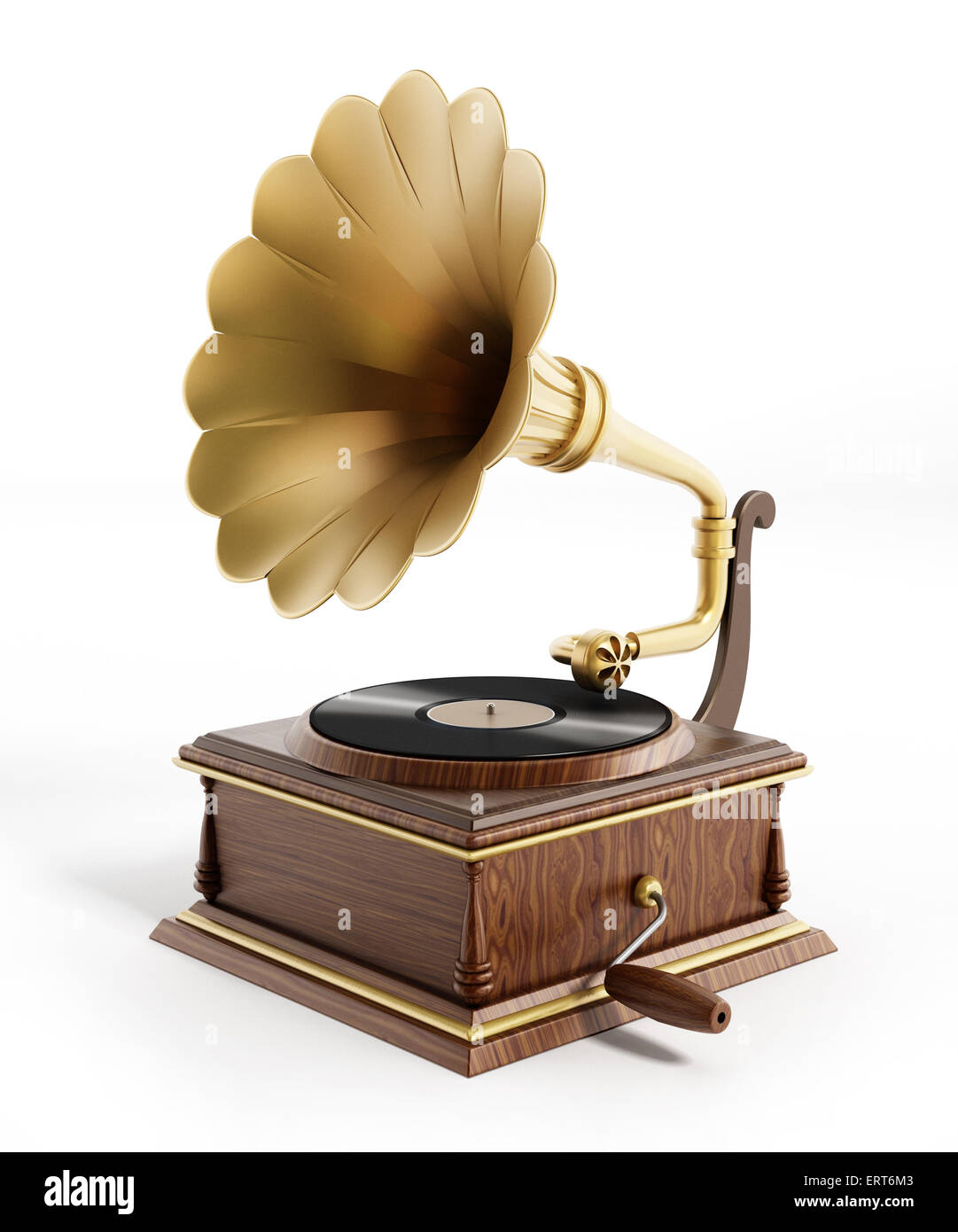 Antique gramophone isolated on white background Stock Photo