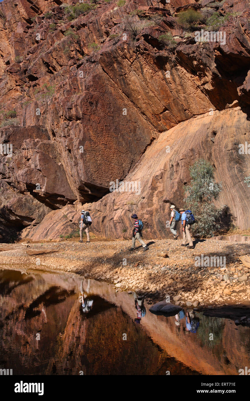 Bushwalking the Bararanna Gorge Walk. Arkaroola, Flinders Ranges, South ...