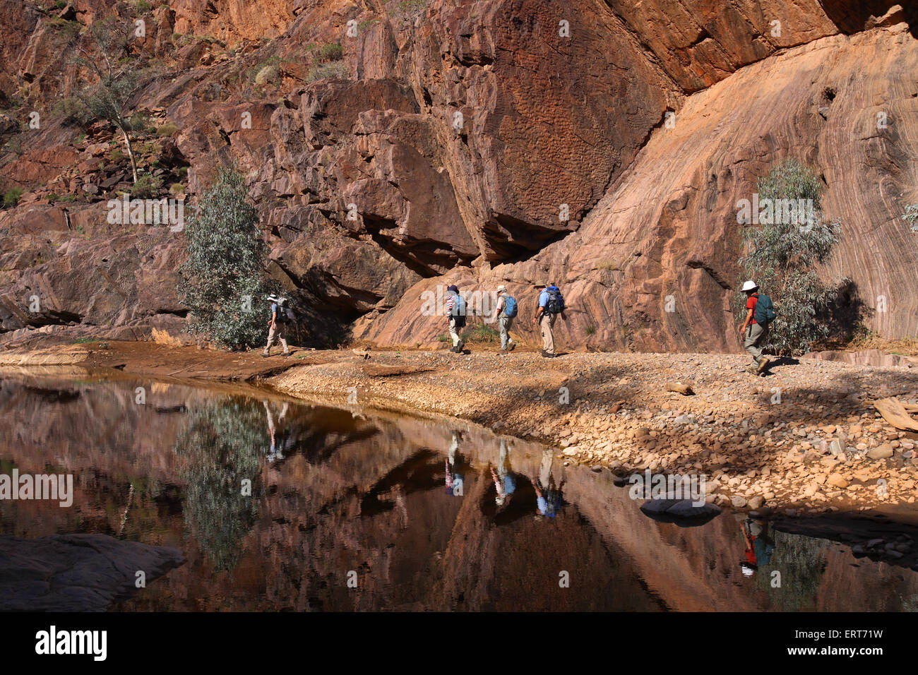 Bushwalking the Bararanna Gorge Walk. Arkaroola, Flinders Ranges, South Australia. Stock Photo