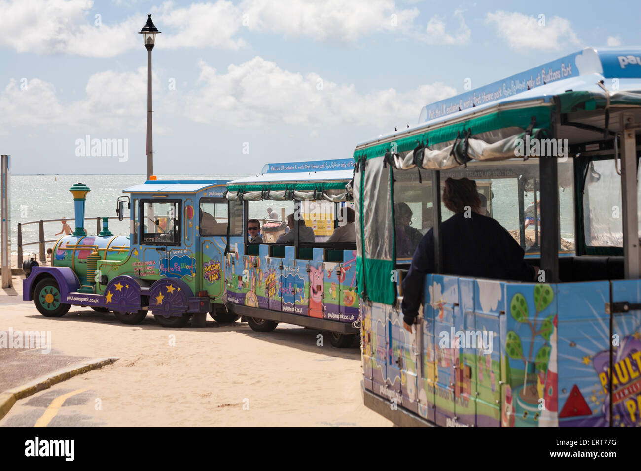 The home of Peppa Pig world - Landtrain on the promenade at Alum Chine, Bournemouth in June Stock Photo