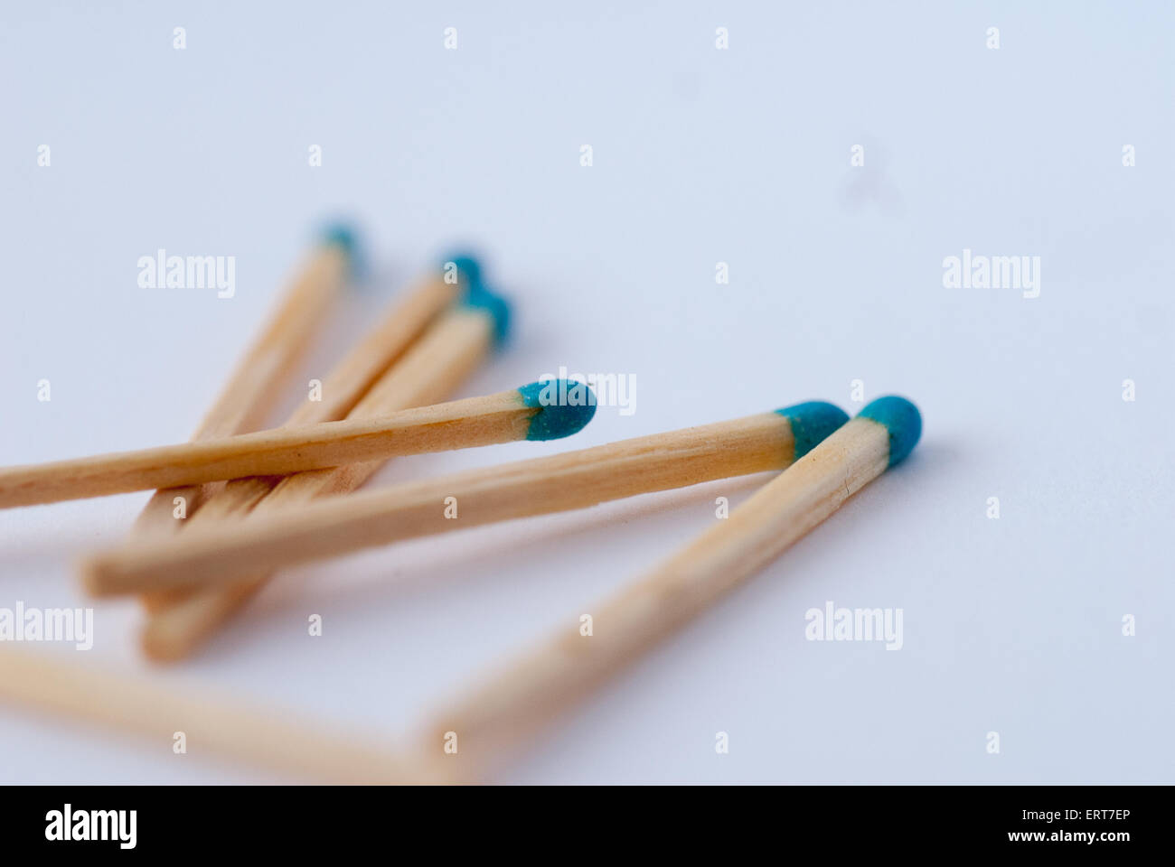 A macro image of a set of unused matches Stock Photo