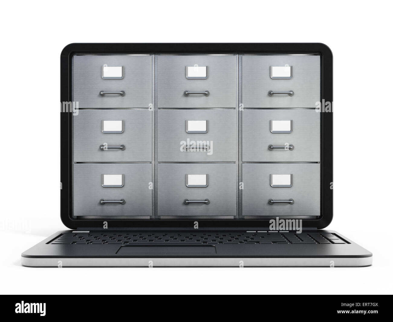 File cabinet inside laptop computer screen Stock Photo - Alamy