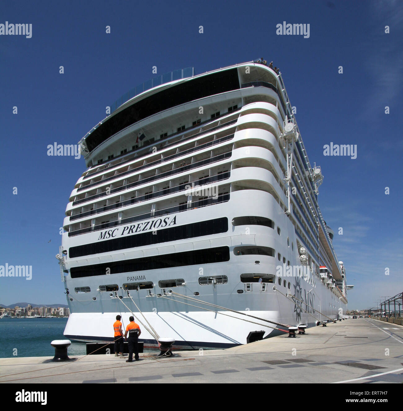 Msc Cruises Cruise Ship Msc Preziosa 333 3 Mtrs Arriving On Berth At Early Afternoon In Port Rope Handlers Practicos Stock Photo Alamy