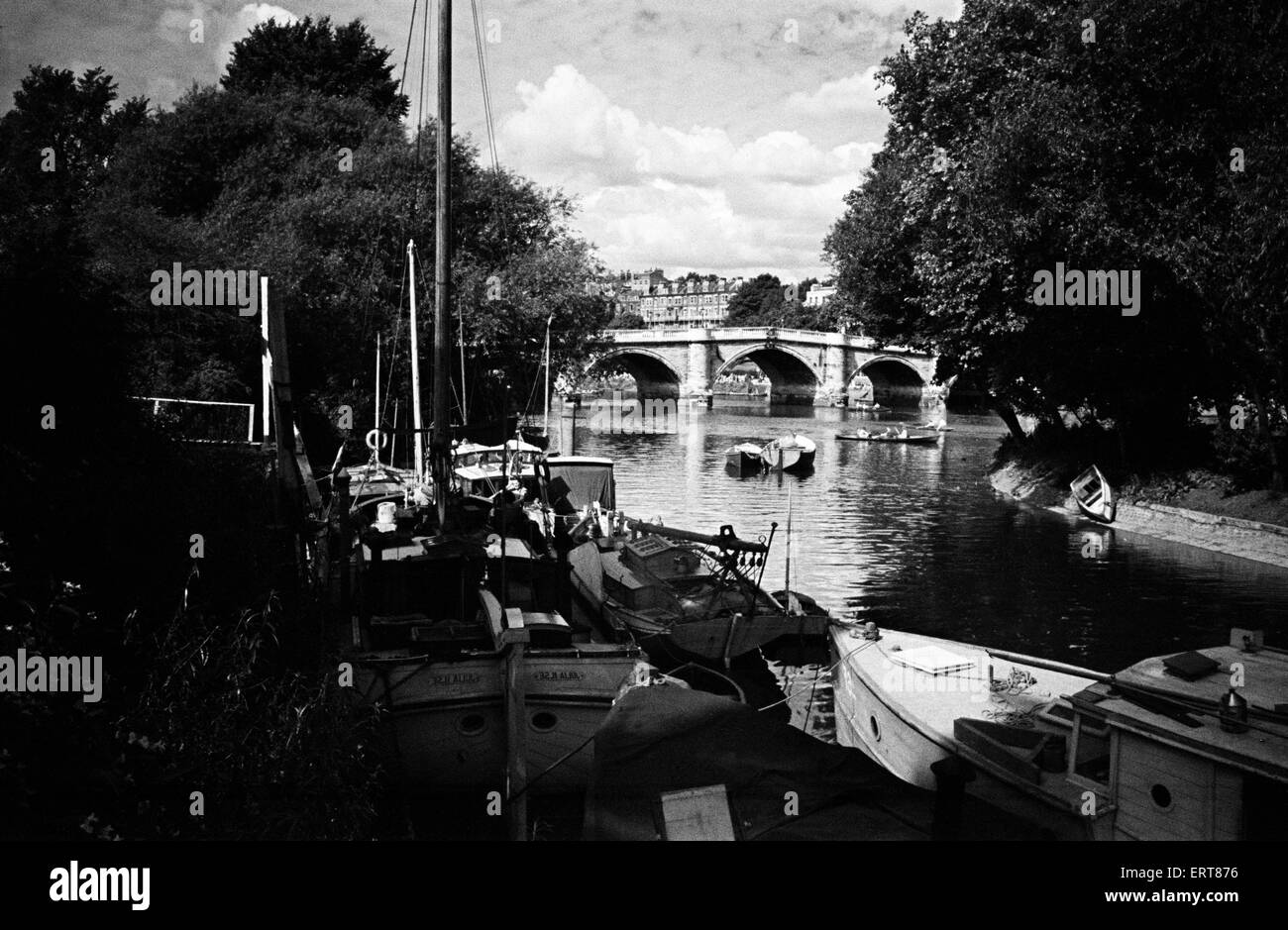 Scenes along the River Thames in Richmond, Greater London. Circa 1945. Stock Photo