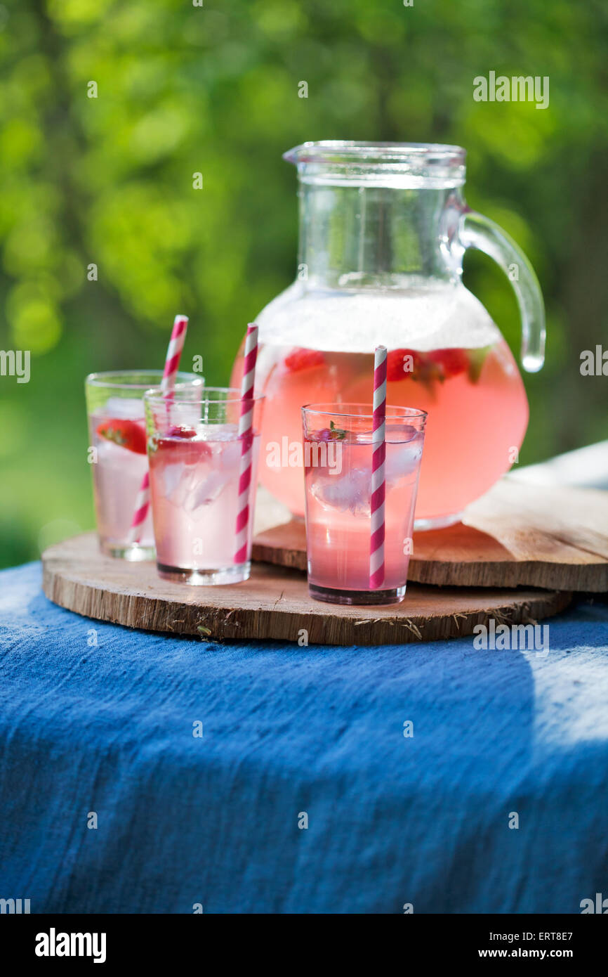Homemade juice with red berries Stock Photo