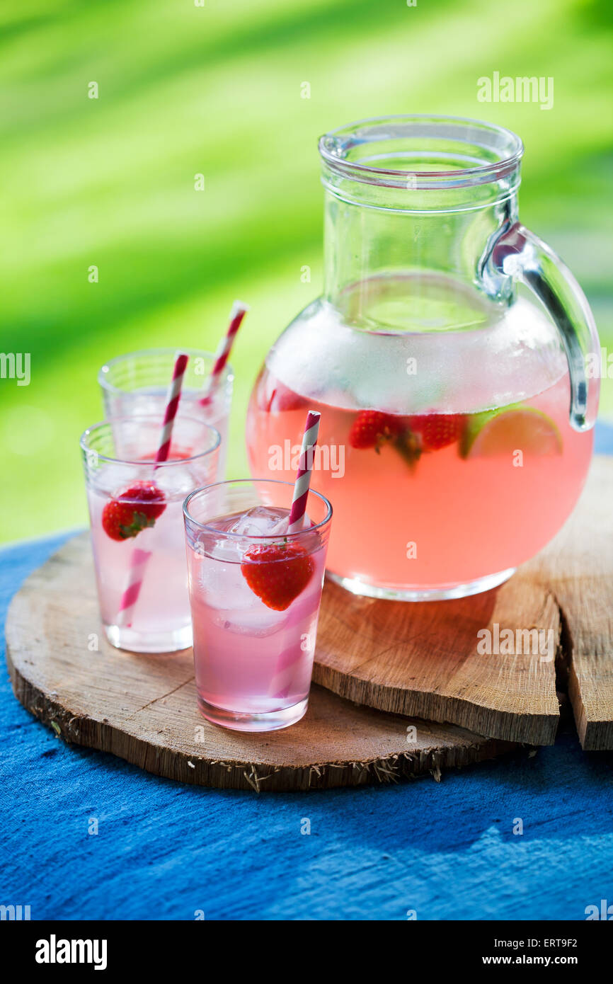 Homemade juice with red berries Stock Photo