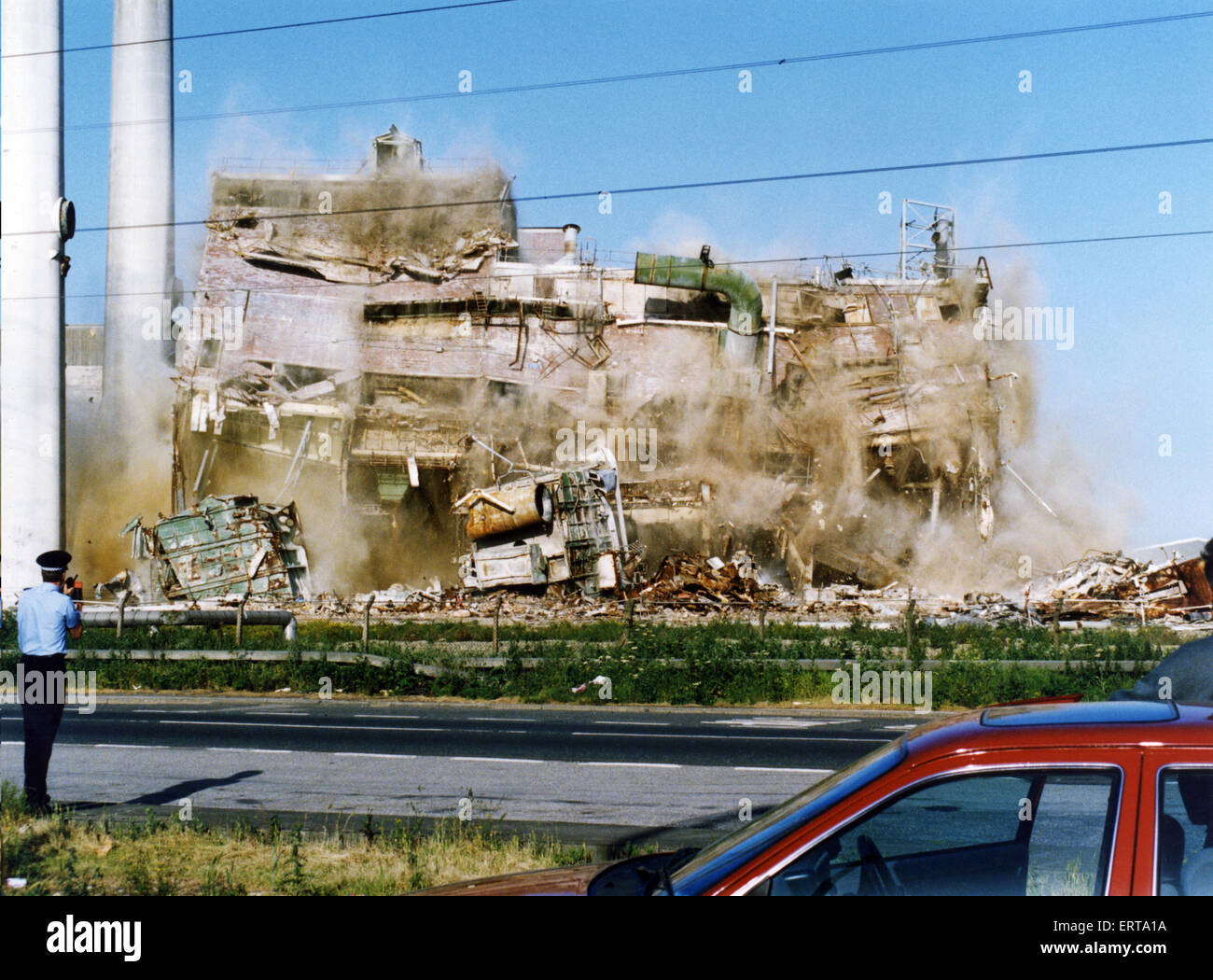 The demolition of the Fertiliser Plant on ICI Billingham site. 23rd June 1993. Stock Photo