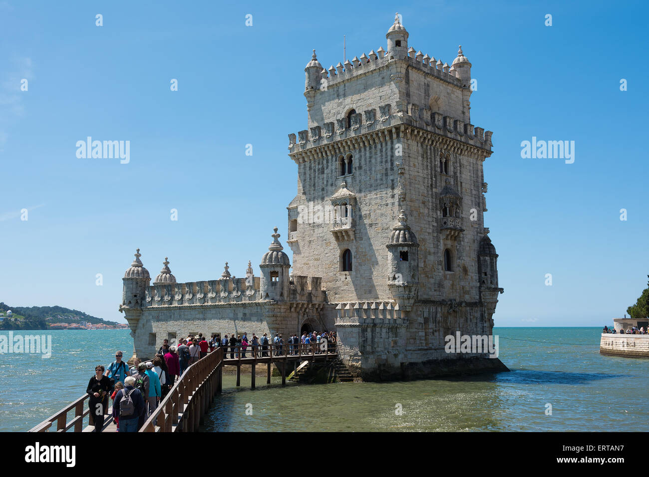 Belem Tower in Lisbon  Portugal against a blue sky Stock Photo