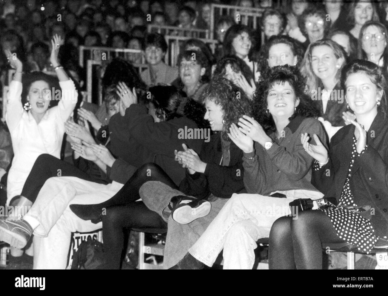 Clothes Show Live, happy members of the audience, Birmingham, 6th December 1990 Stock Photo