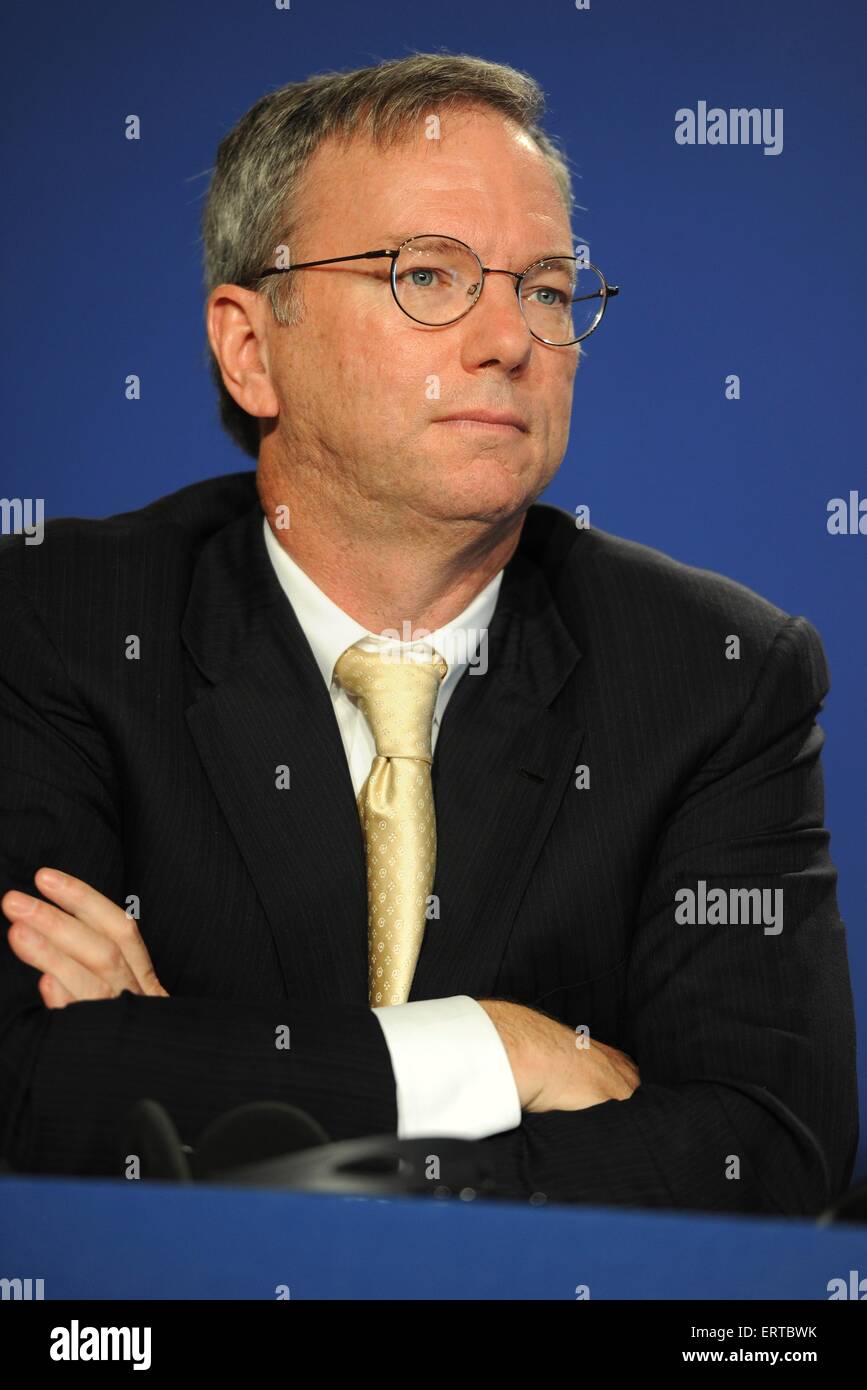 Eric Schmidt, Executive Chairman of Google during a press conference during the 37th G8 Summit May 26, 2011 in Deauville, France. Stock Photo