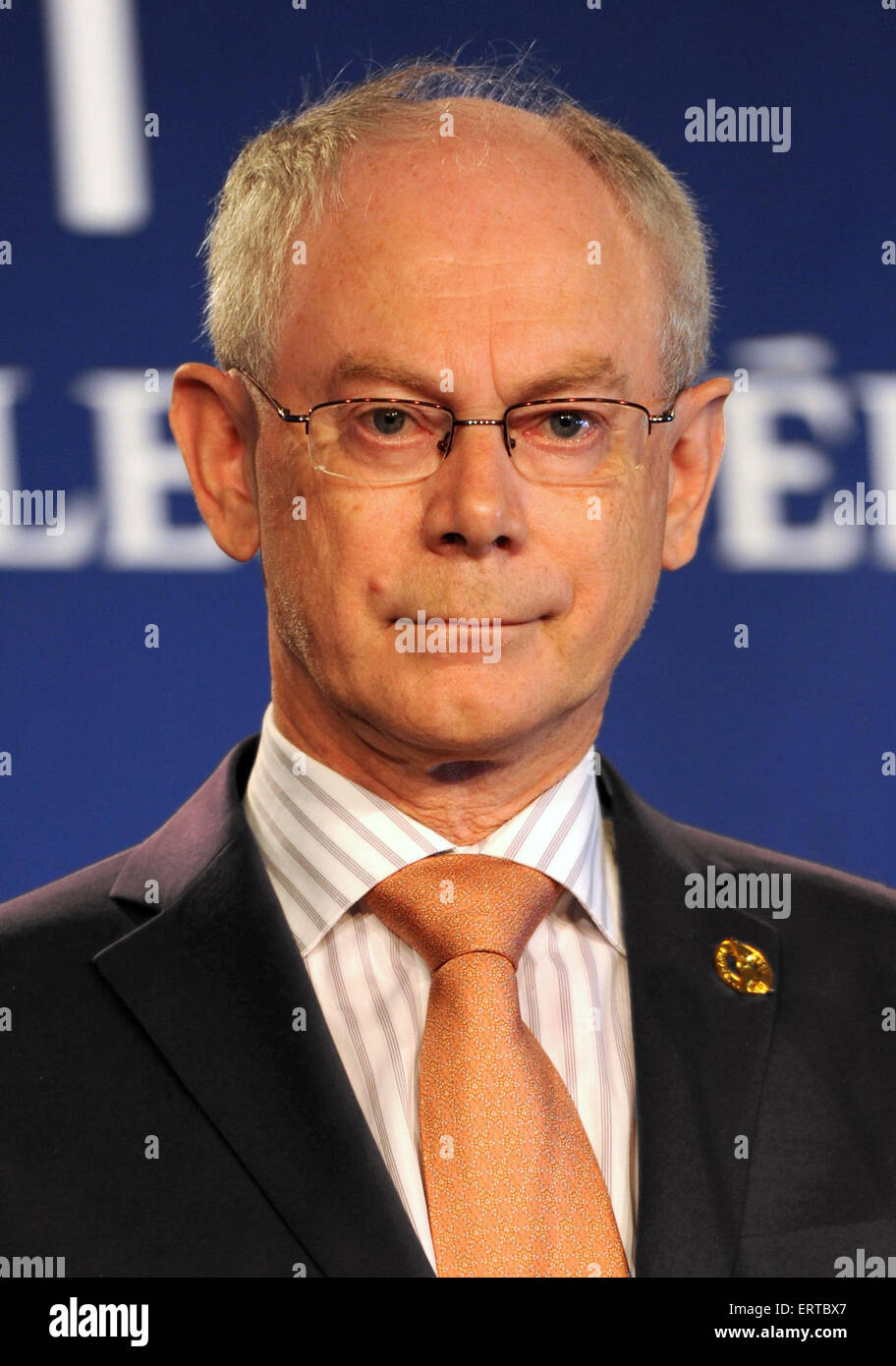 Herman Van Rompuy, President of the European Council, at the press conference at the 37th G8 Summit May 26, 2011 in Deauville, France. Stock Photo