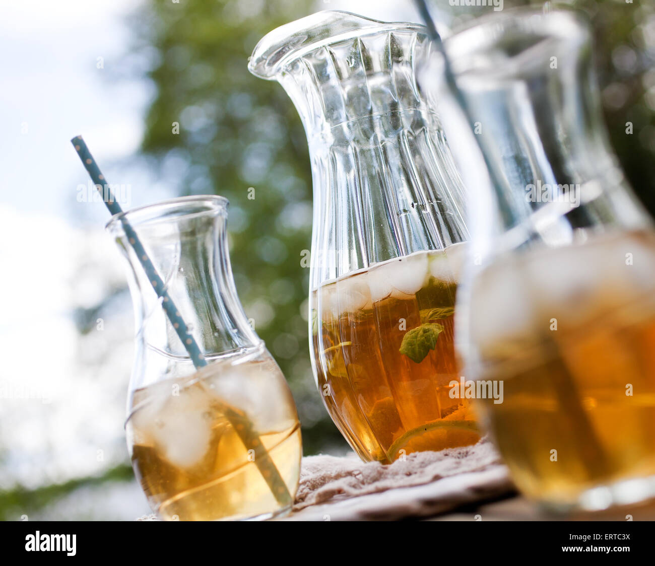 Ice tea with mint leaves Stock Photo