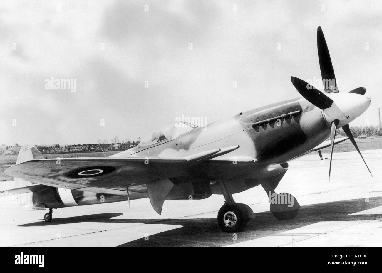 A Spitfire fighter plane on the apron at Castle Bromwich. March 1986. Stock Photo