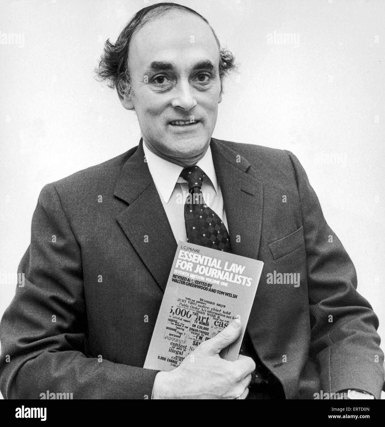 Walter Greenwood, former deputy news editor of the Evening Gazette and joint editor of a book on newspaper law for journalists, 'Essential Law for Journalists'. Himself and Tom Welsh have revised and edited the seventh edition of this book. 11th January 1980. Stock Photo