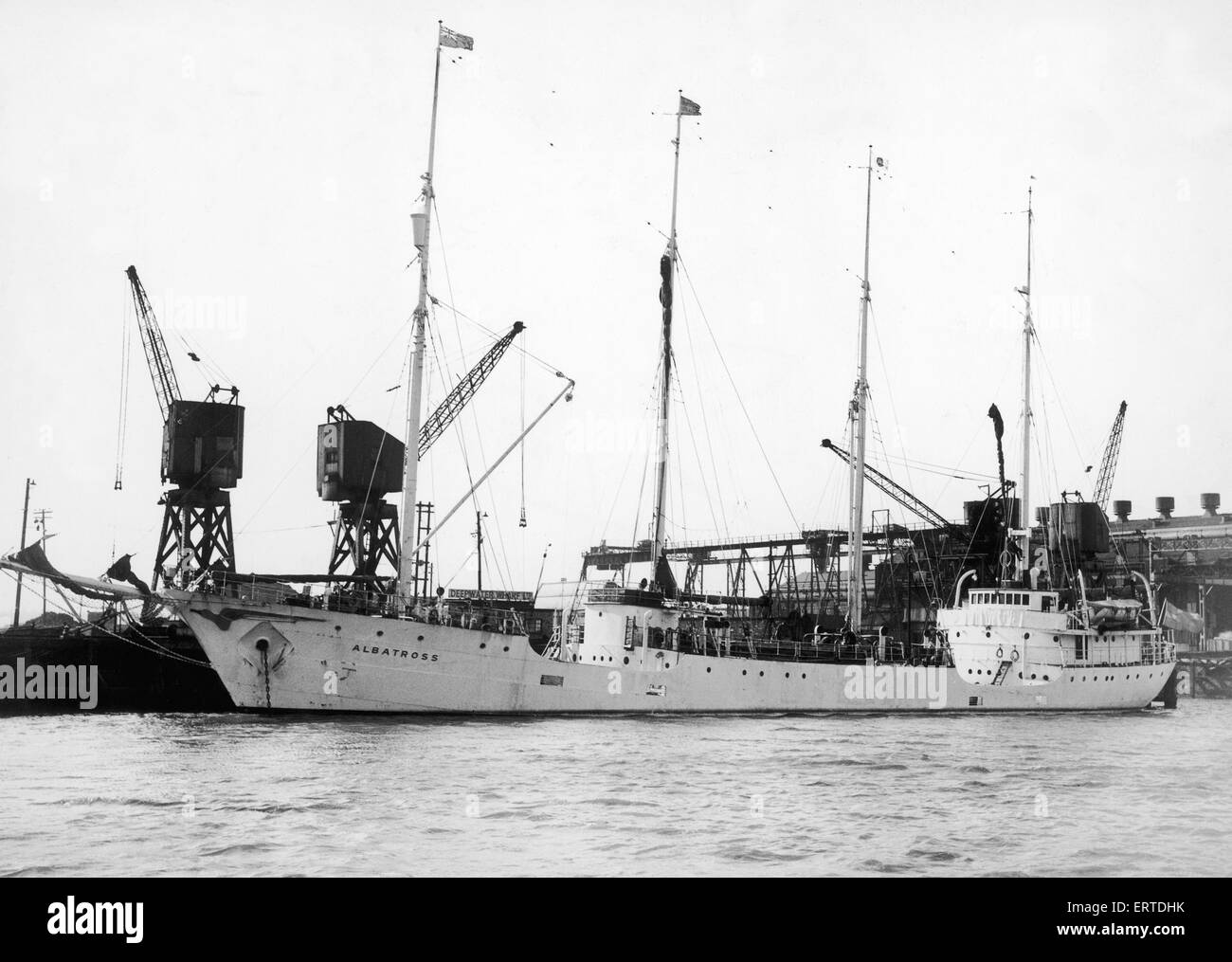 The Swedish four masted sailing schooner, Albatross seen here at the Deepwater Wharf. 30th September 1960 Stock Photo