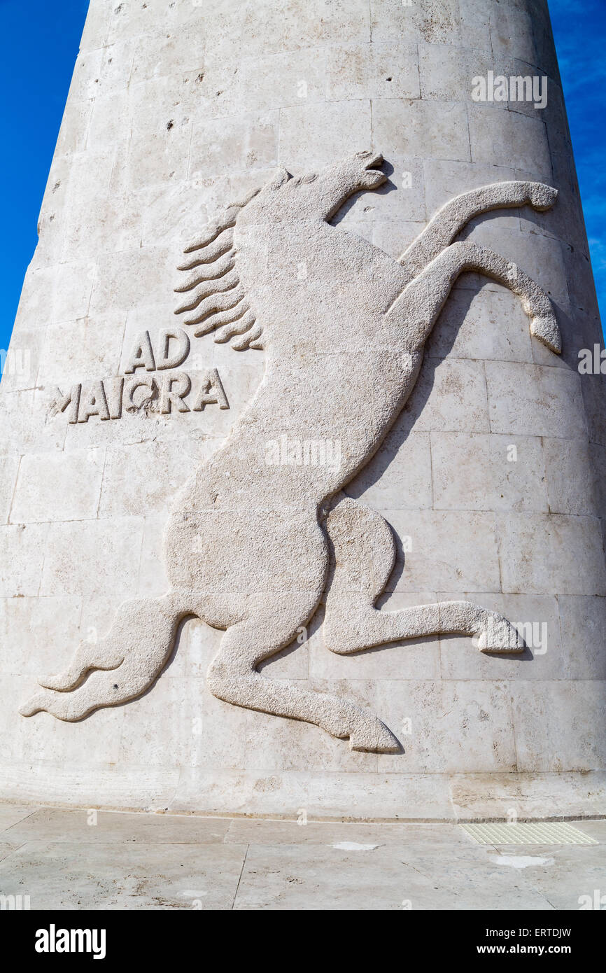 prancing horse with ad maiora sentence embossed in stone Stock Photo