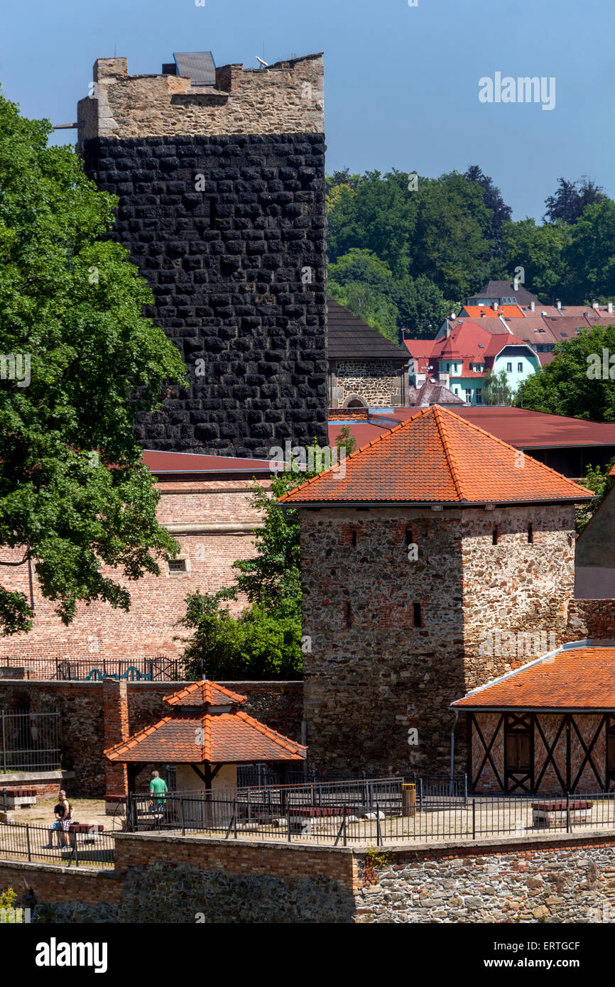 Historic old town, Black Tower, Castle, Cheb, West Bohemia, Czech Republic Stock Photo