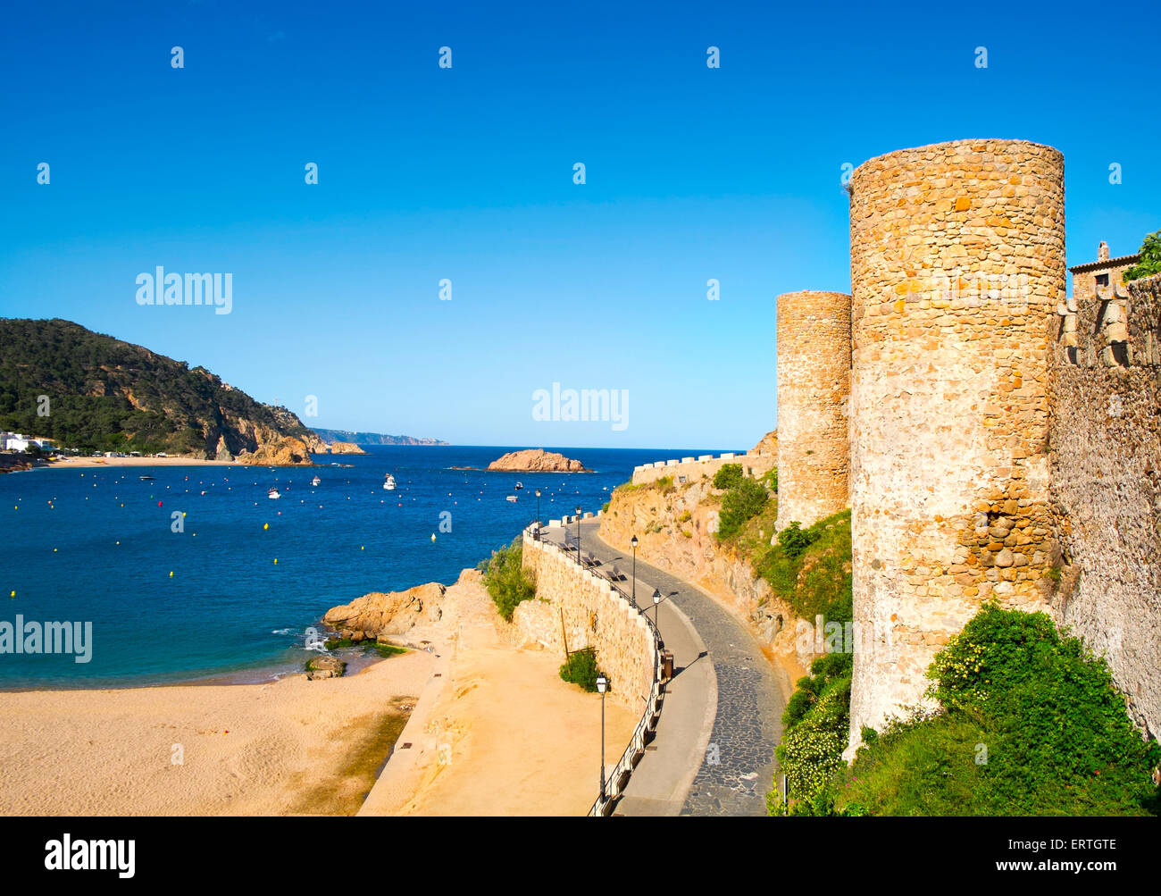 A View Of The Platja Gran Beach And The Walls Of The Vila Vella The A View Of The Platja Gran Beach And The Walls Of The Vila Vella The
