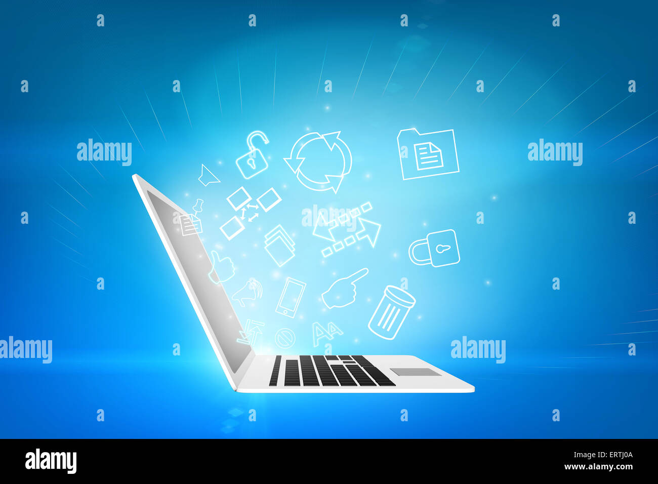 Laptop with matrix background Stock Photo Alamy