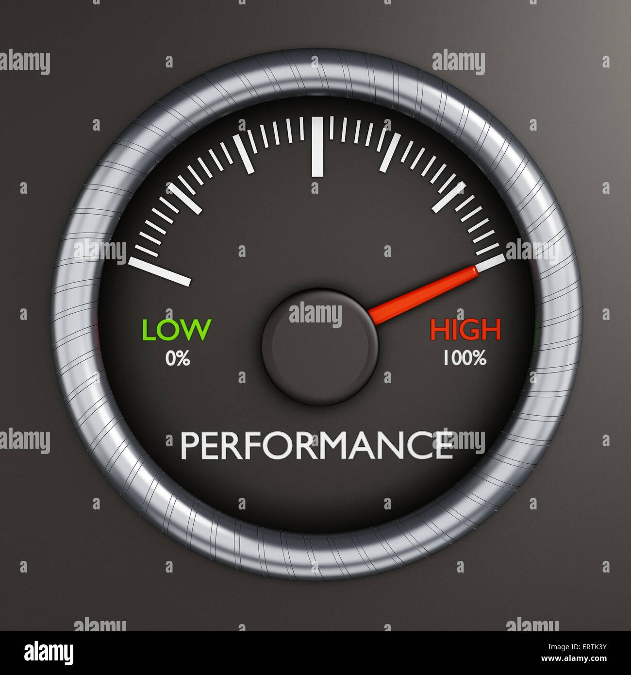 Performance meter indicates high performance Stock Photo