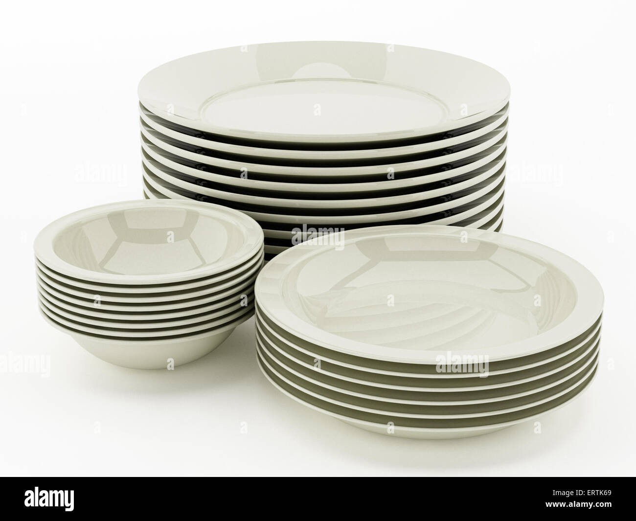Porcelain plates isolated on white background Stock Photo - Alamy