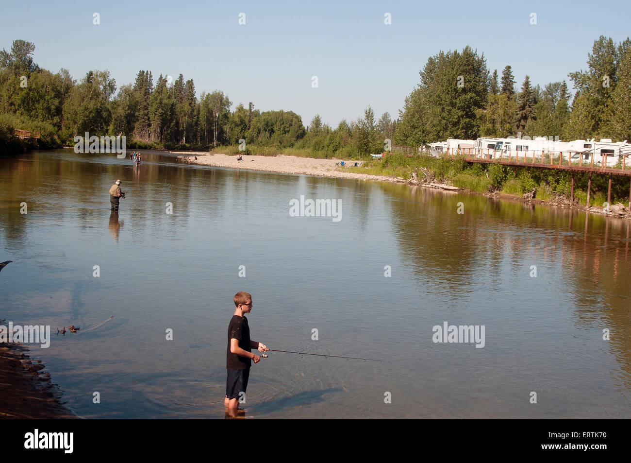 Fishing at Willow Creek campground in Alaska Stock Photo Alamy
