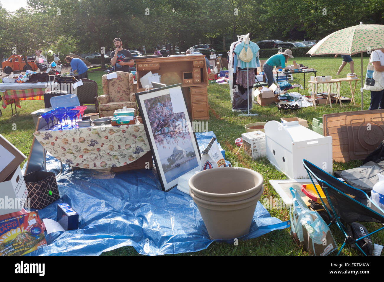 Items for Sale at Community Yard Sale Stock Photo Alamy