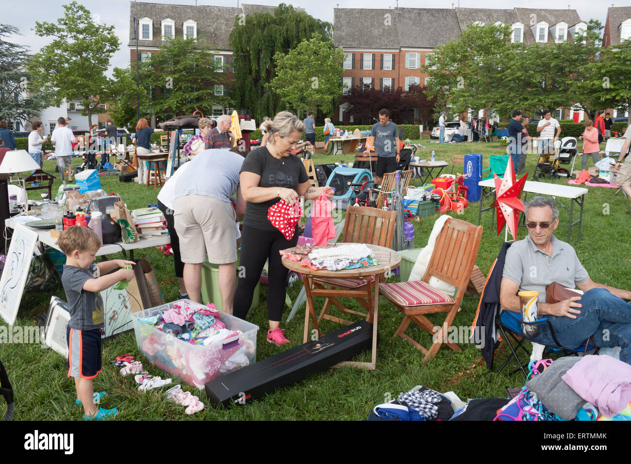 Items for Sale at Yard Sale Stock Photo - Alamy