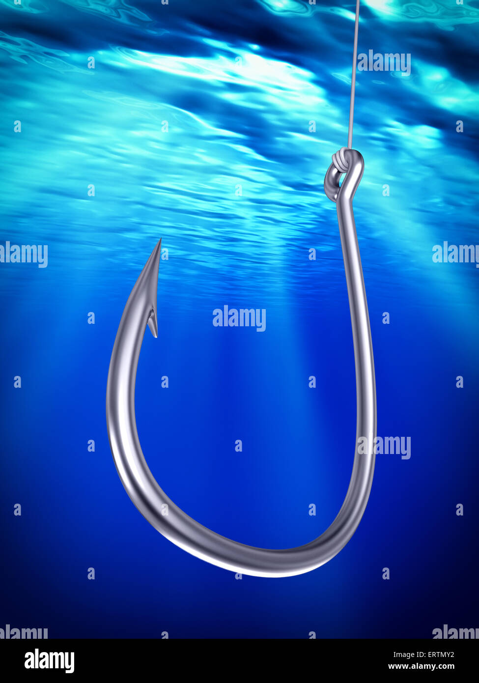 Fishhook Steel fishhook underwater, 3d illustration Stock Photo - Alamy
