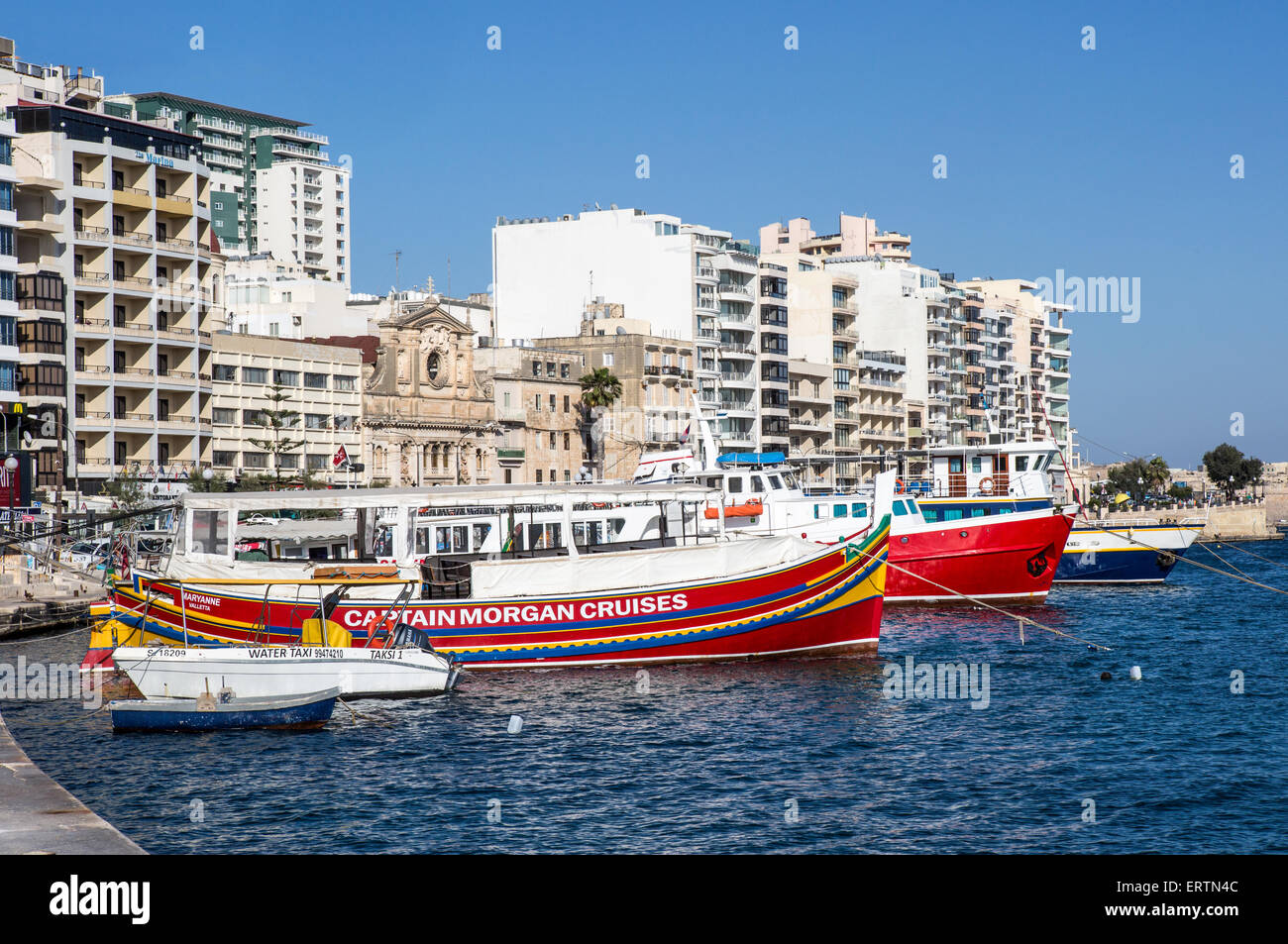 Boats In Sliema Harbour Malta Stock Photo