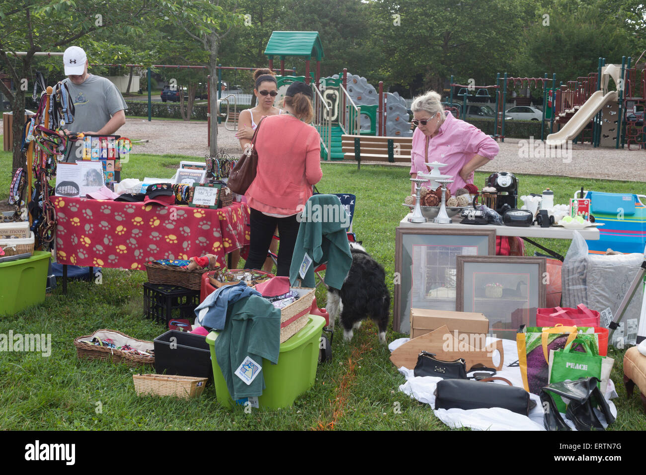 Items for Sale at Yard Sale Stock Photo Alamy