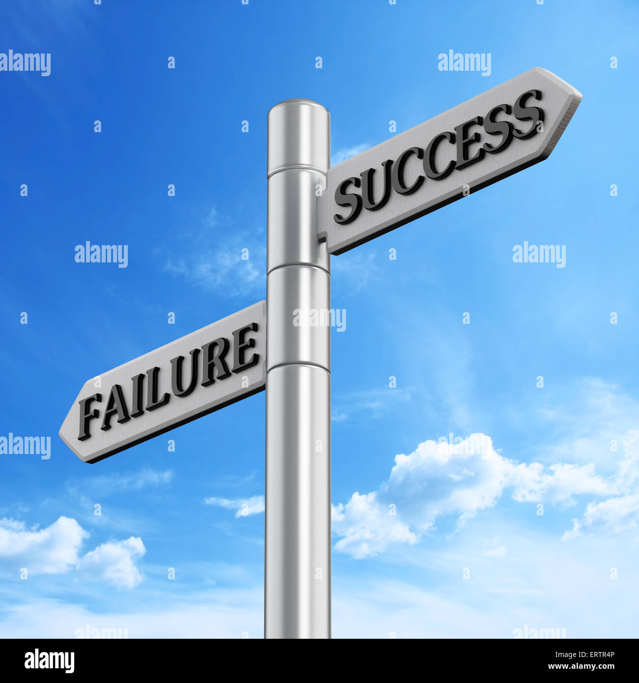 Success and failure road signs against blue sky Stock Photo Alamy