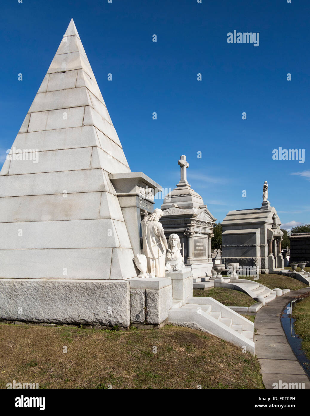 Elaborate marble tombs in Metairie Cemetery, New Orleans, Louisiana, USA Stock Photo