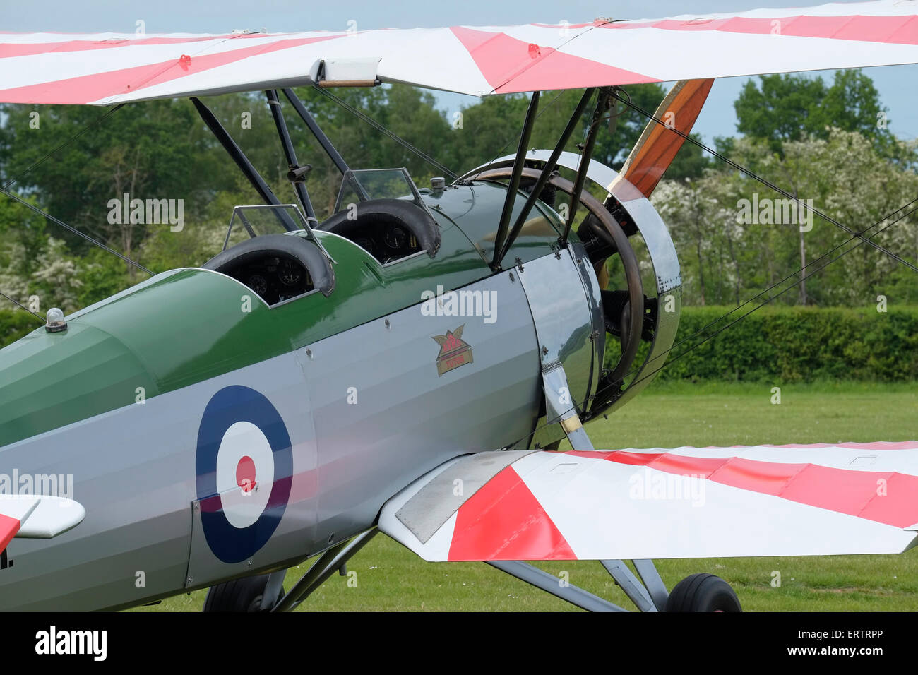 A 1931 Avro 621 Tutor training aircraft of the Shuttleworth collection at Old Warden airfield, Bedfordshire, England. Stock Photo
