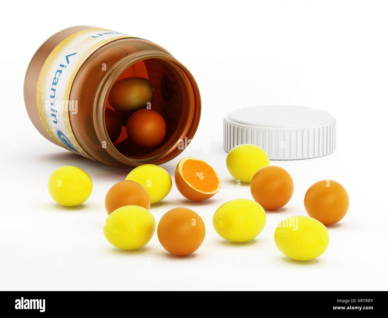 Vitamin C bottle, lemons and oranges isolated on white background Stock Photo Alamy